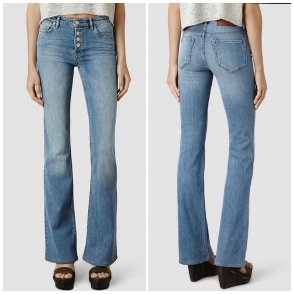 ALLSAINTS  Button Flare Fit Sz 27 Slim Boot Jeans